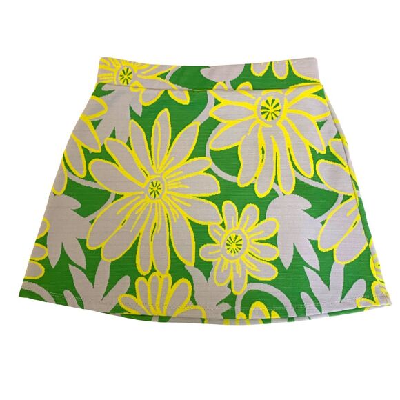 Zara Dresses & Skirts - Zara Green Yellow Floral Print A-Line Mini Skirt Size S
